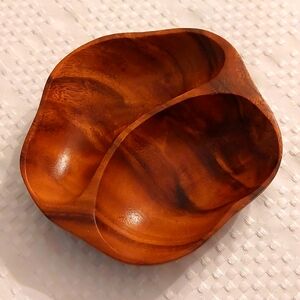 Divided shallow wood dish